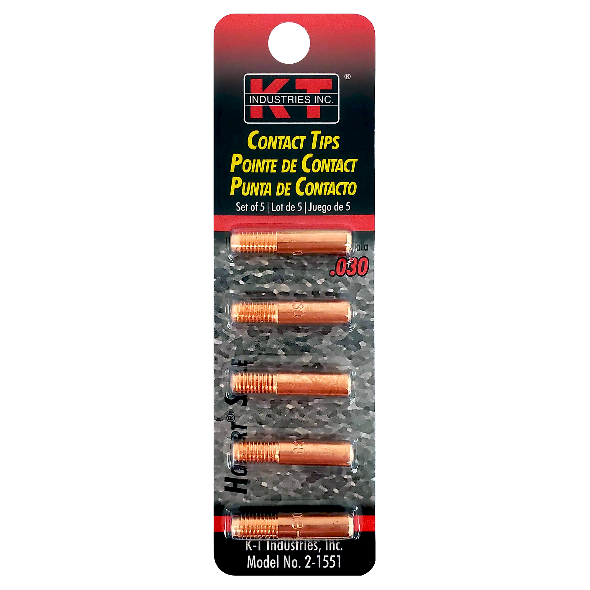 K-T Industries Contact Tips — 0.030in., Fits 2-1560/2-1561, 5 Pcs, Model# 2-1551